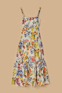 Robe longue Greek Garden en lin - Blanc