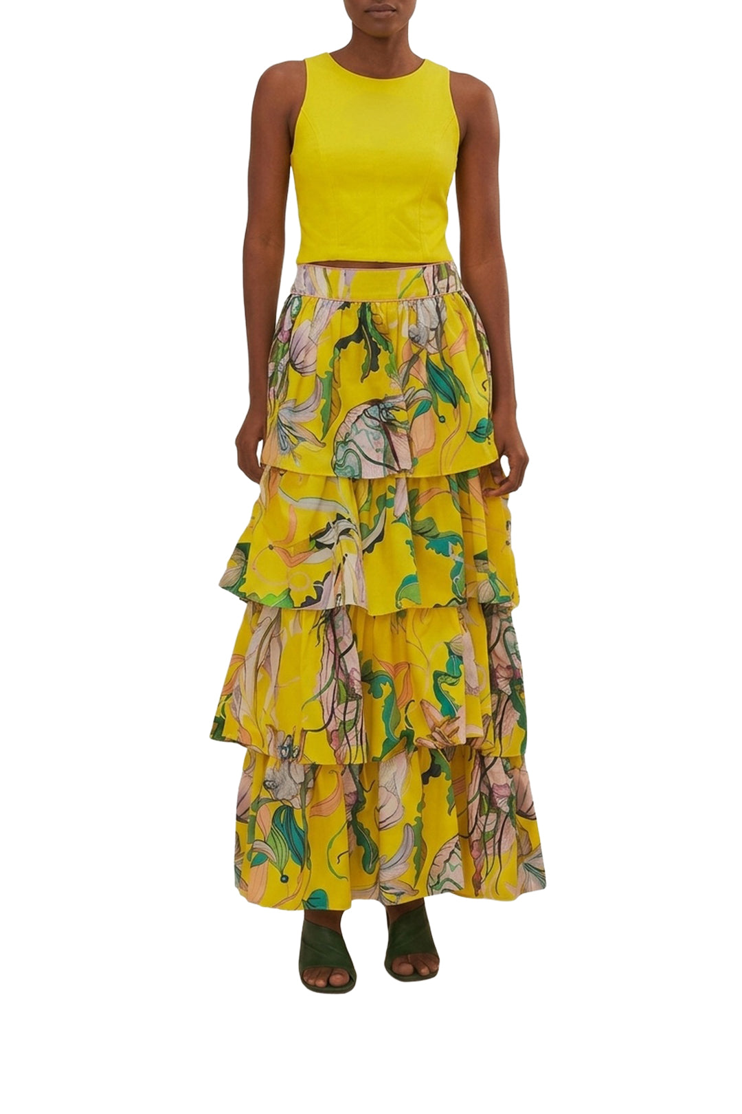 Jupe longue Jellyfish Bouquet en coton - Jaune