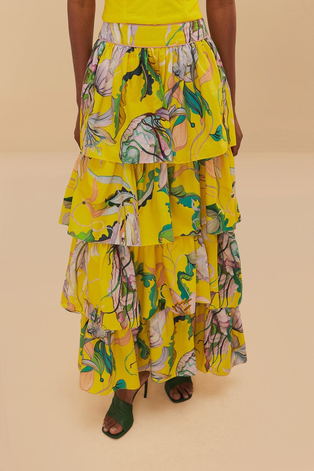 Jupe longue Jellyfish Bouquet en coton - Jaune