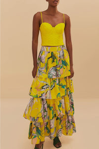 Jupe longue Jellyfish Bouquet en coton - Jaune