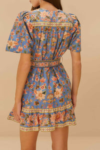 Robe courte Superbloom en coton - Bleu