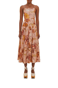 Robe midi Nautical Wonder en lin - Rose