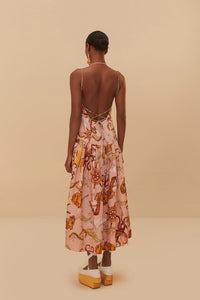 Robe midi Nautical Wonder en lin - Rose