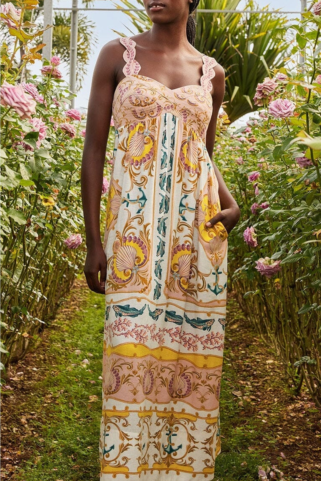 Robe longue Maritime Magic en lin - Blanc