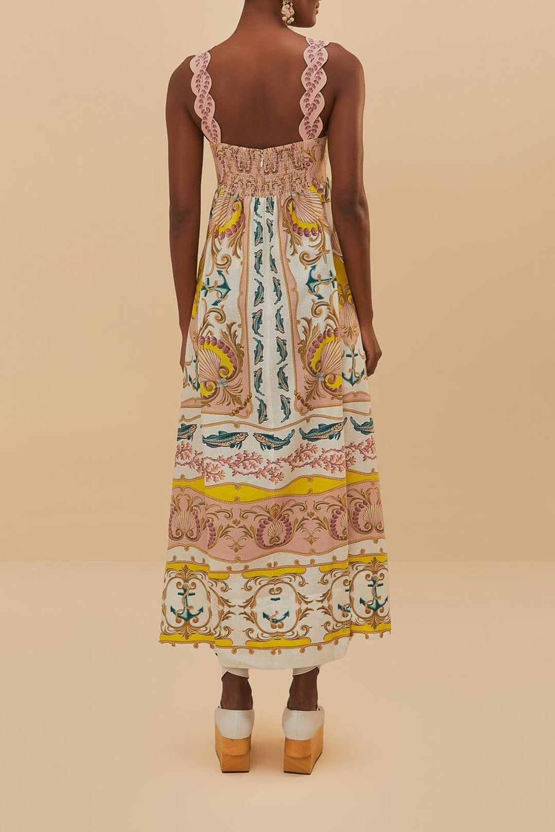 Robe longue Maritime Magic en lin - Blanc