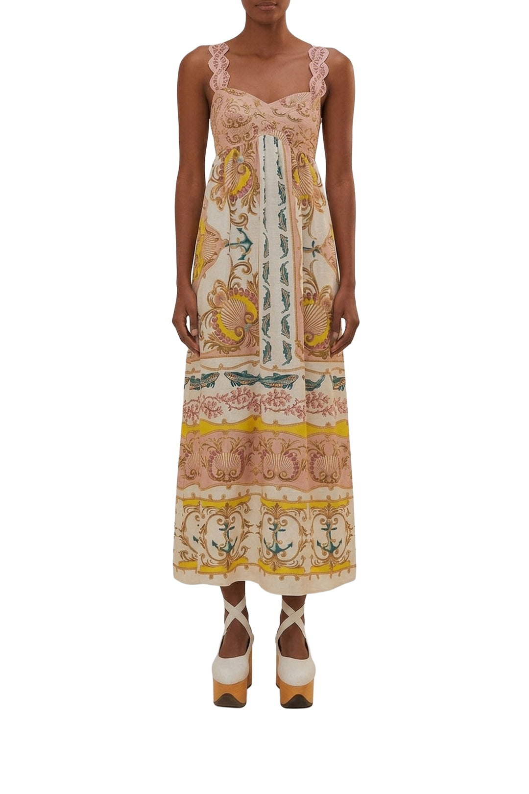 Maritime Magic long dress in cotton - White
