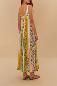 Robe longue Delicate Floral à rayures en lin - Multicolore