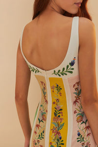 Robe longue Delicate Floral à rayures en lin - Multicolore