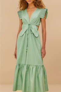 Robe midi Butterfly en coton - Vert