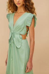 Robe midi Butterfly en coton - Vert