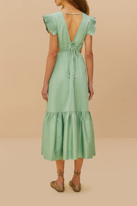 Robe midi Butterfly en coton - Vert