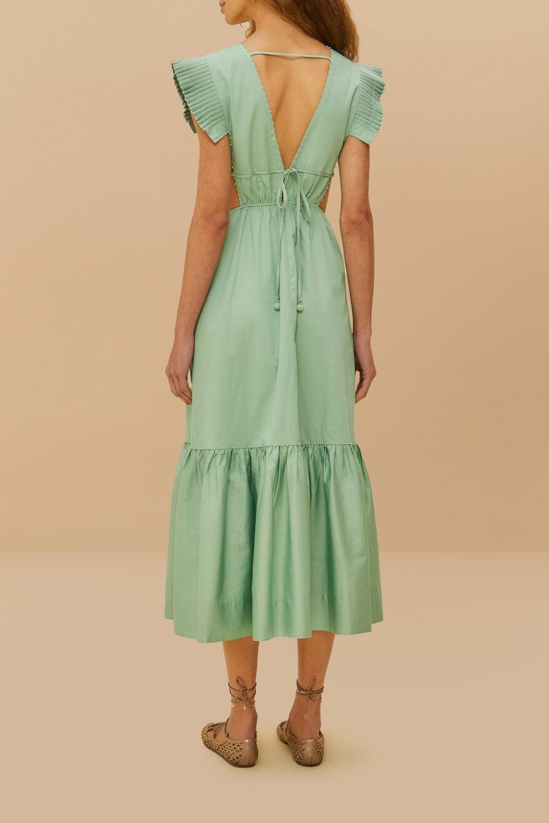 Robe midi Butterfly en coton - Vert