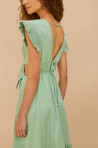 Robe midi Butterfly en coton - Vert