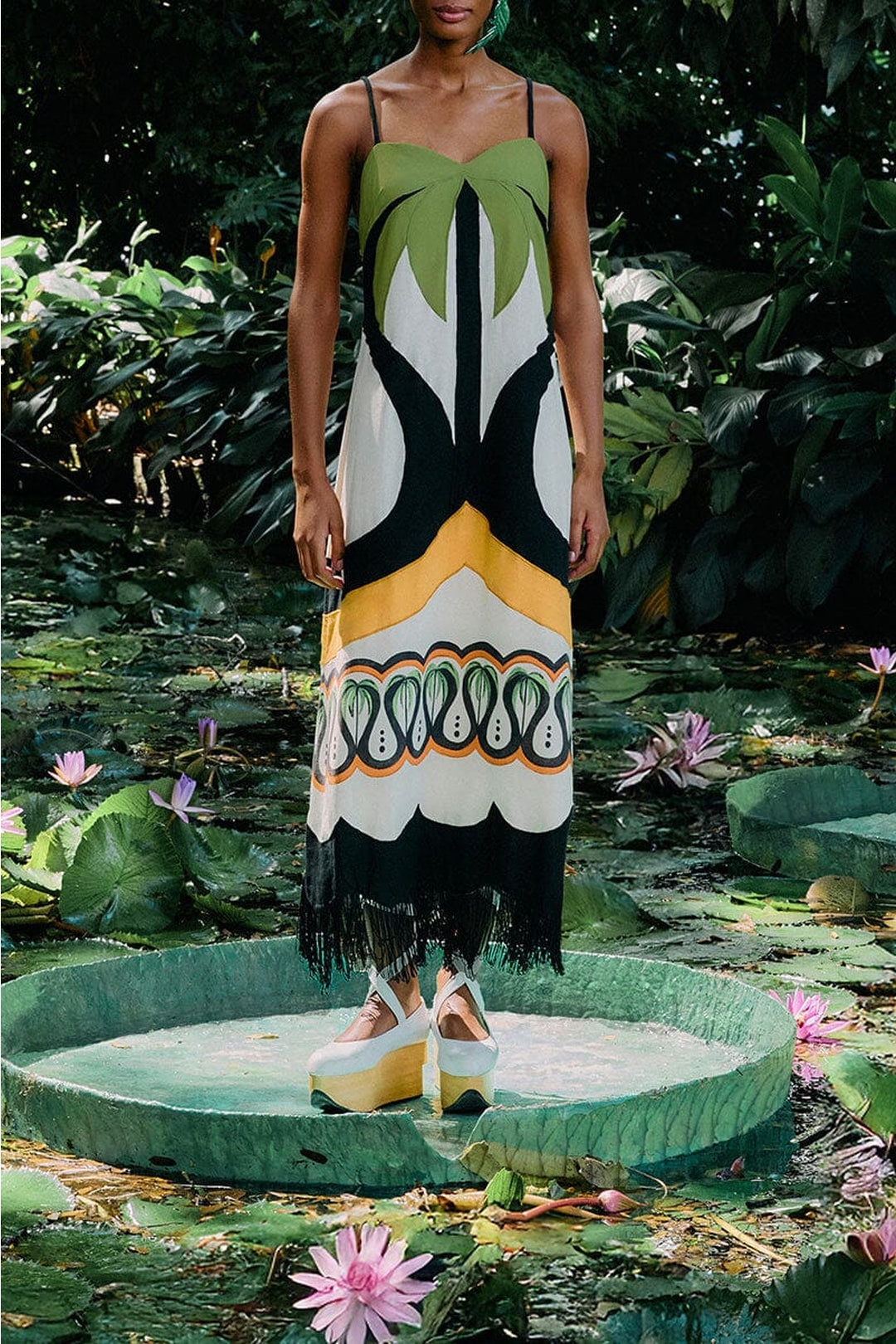 Robe midi Coconut Tree à découpes en lin - Beige