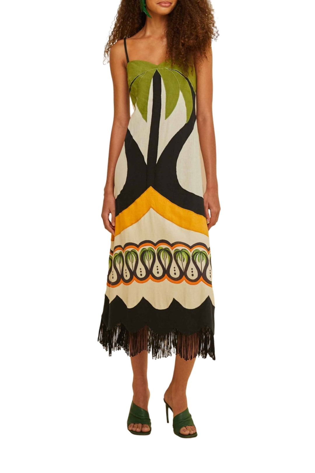 Robe midi Coconut Tree à découpes en lin - Beige