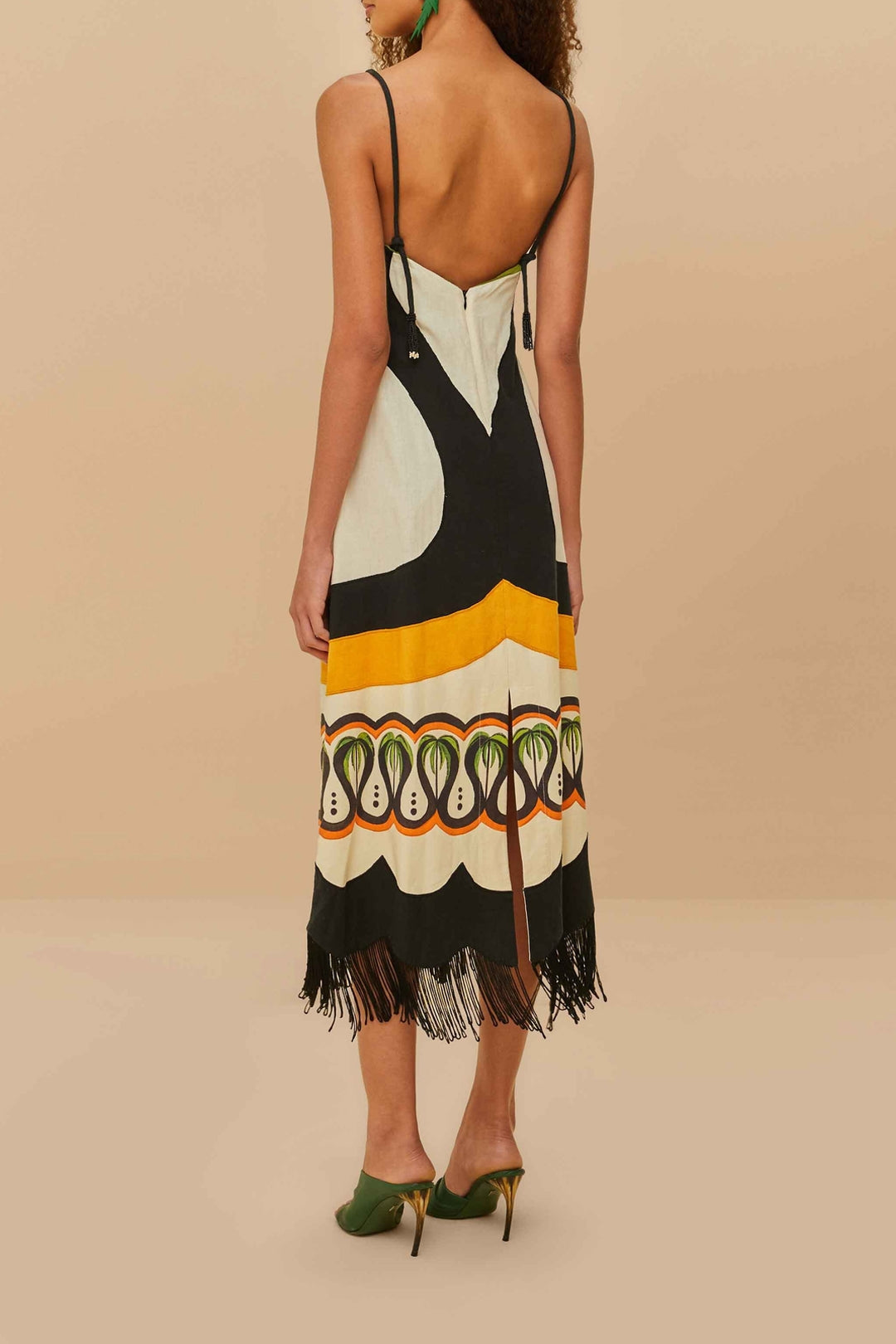 Robe midi Coconut Tree à découpes en lin - Beige