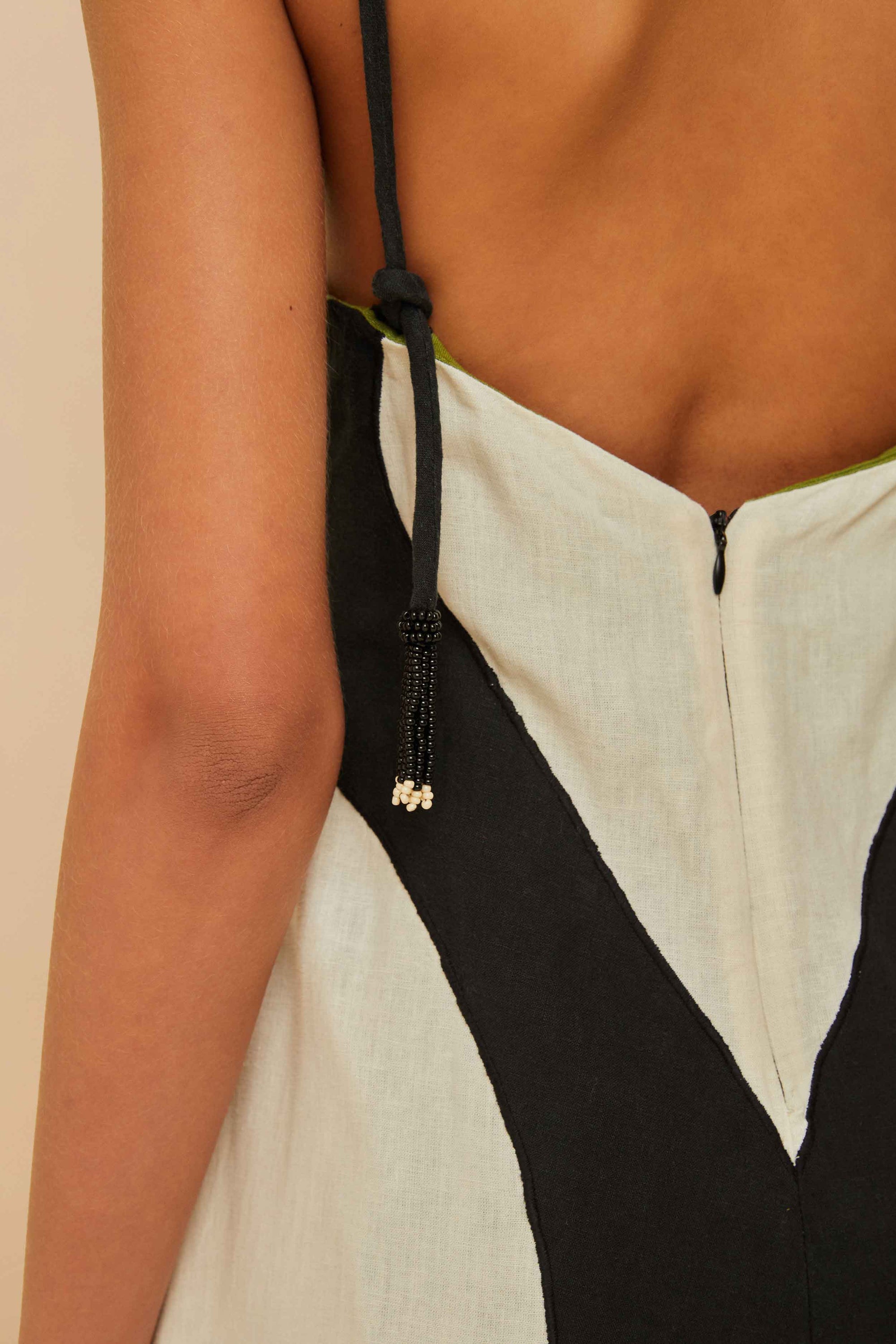 Robe midi Coconut Tree à découpes en lin - Beige
