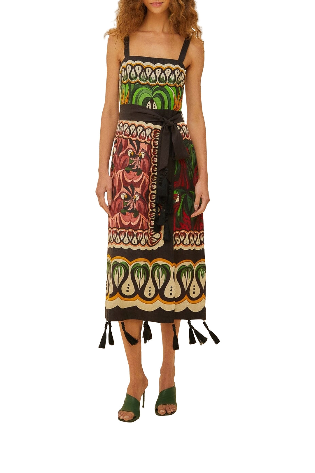 Robe midi Coconut Tree à voiles en lin - Multicolore