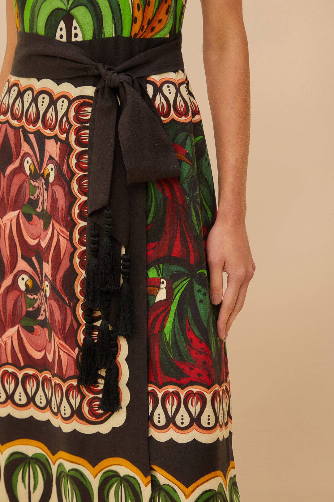 Robe midi Coconut Tree à voiles en lin - Multicolore