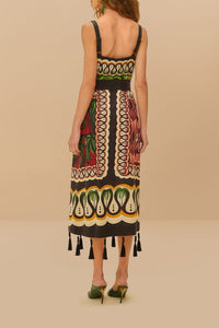Robe midi Coconut Tree à voiles en lin - Multicolore