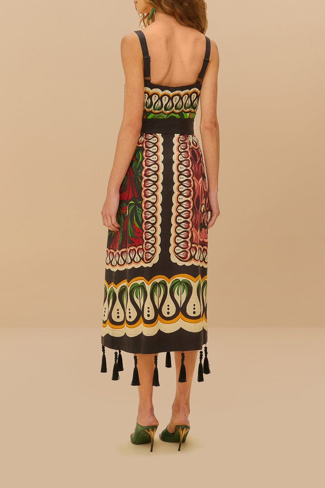 Robe midi Coconut Tree à voiles en lin - Multicolore