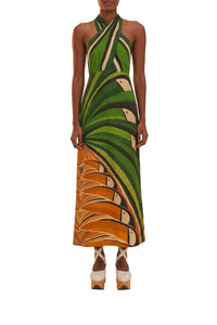 Robe longue Toucan Tree en lin - Vert