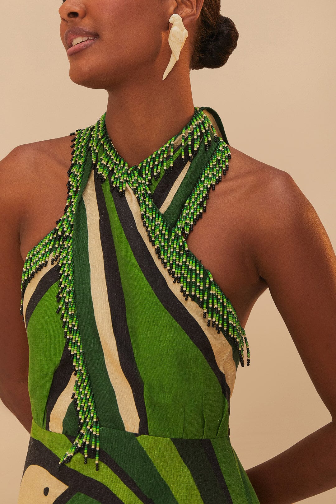 Robe longue Toucan Tree en lin - Vert