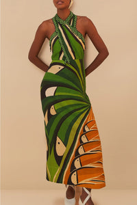 Robe longue Toucan Tree en lin - Vert