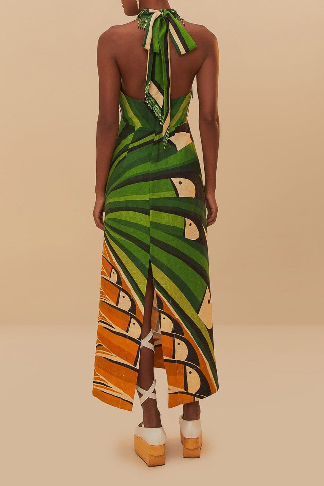 Robe longue Toucan Tree en lin - Vert