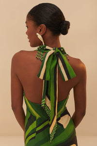 Robe longue Toucan Tree en lin - Vert