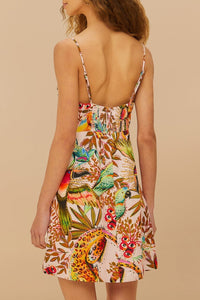 Robe courte Into The Jungle en lin - Rose