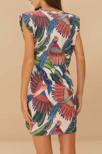 Macaw Flight short, T-shirt-style cotton dress - Blue