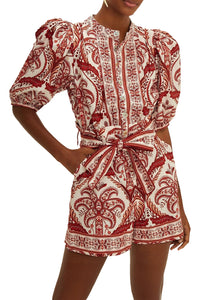 Combi-short Tropical Cameo en coton - Rouge
