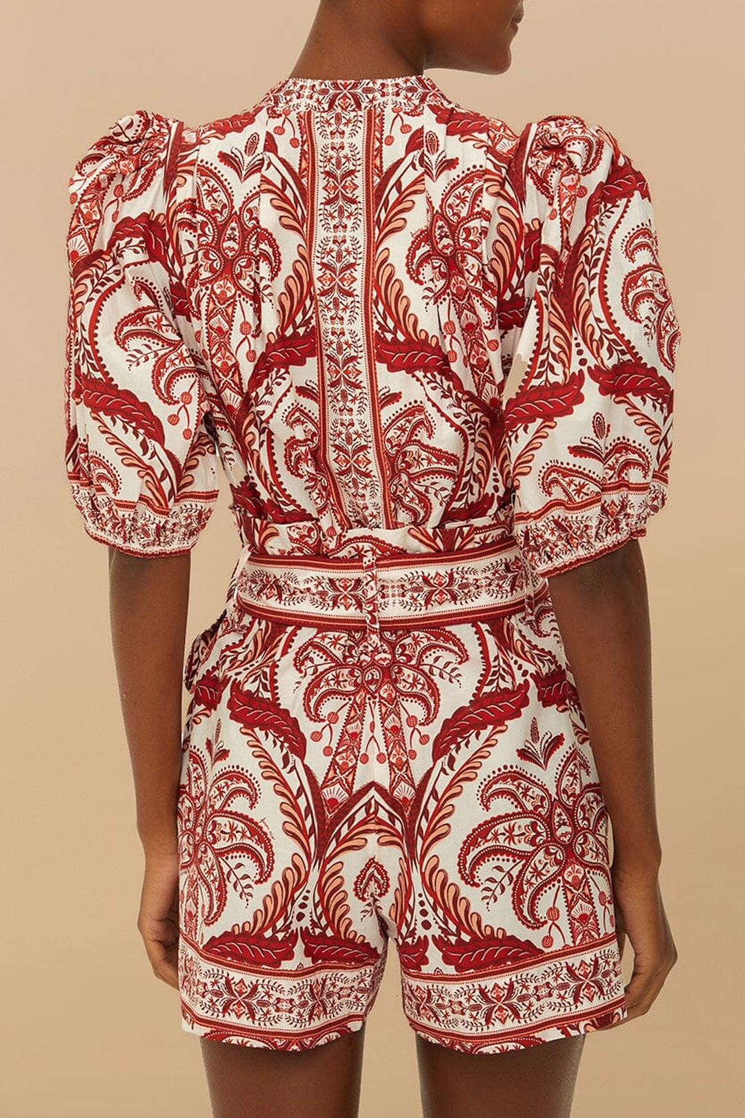 Combi-short Tropical Cameo en coton - Rouge