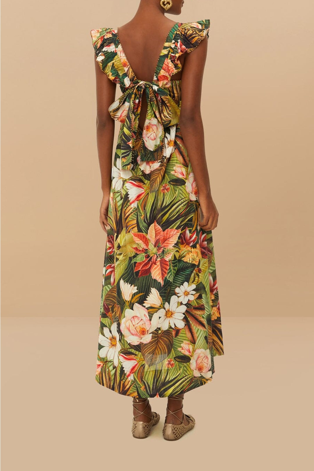 Robe midi Botanicals Forest en coton - Vert