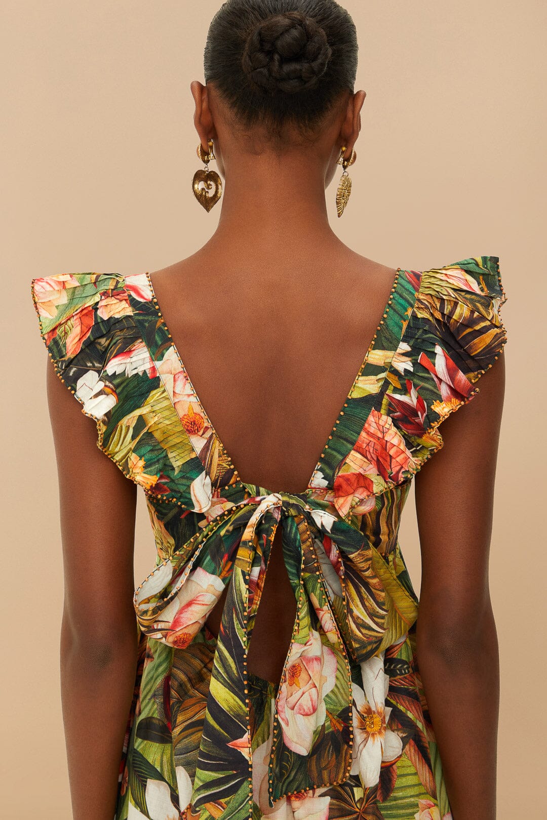 Robe midi Botanicals Forest en coton - Vert