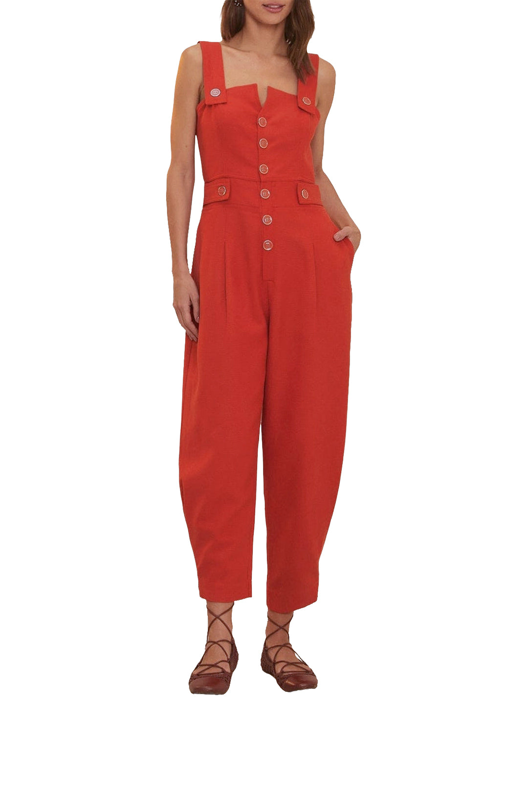Combinaison asymétrique en coton - Orange