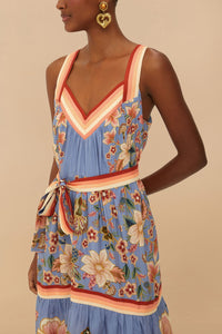 Robe midi Superbloom en coton - Bleu