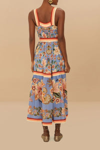 Robe midi Superbloom en coton - Bleu