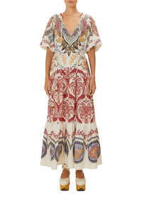 Robe longue Tropical Boho en lin - Multicolore