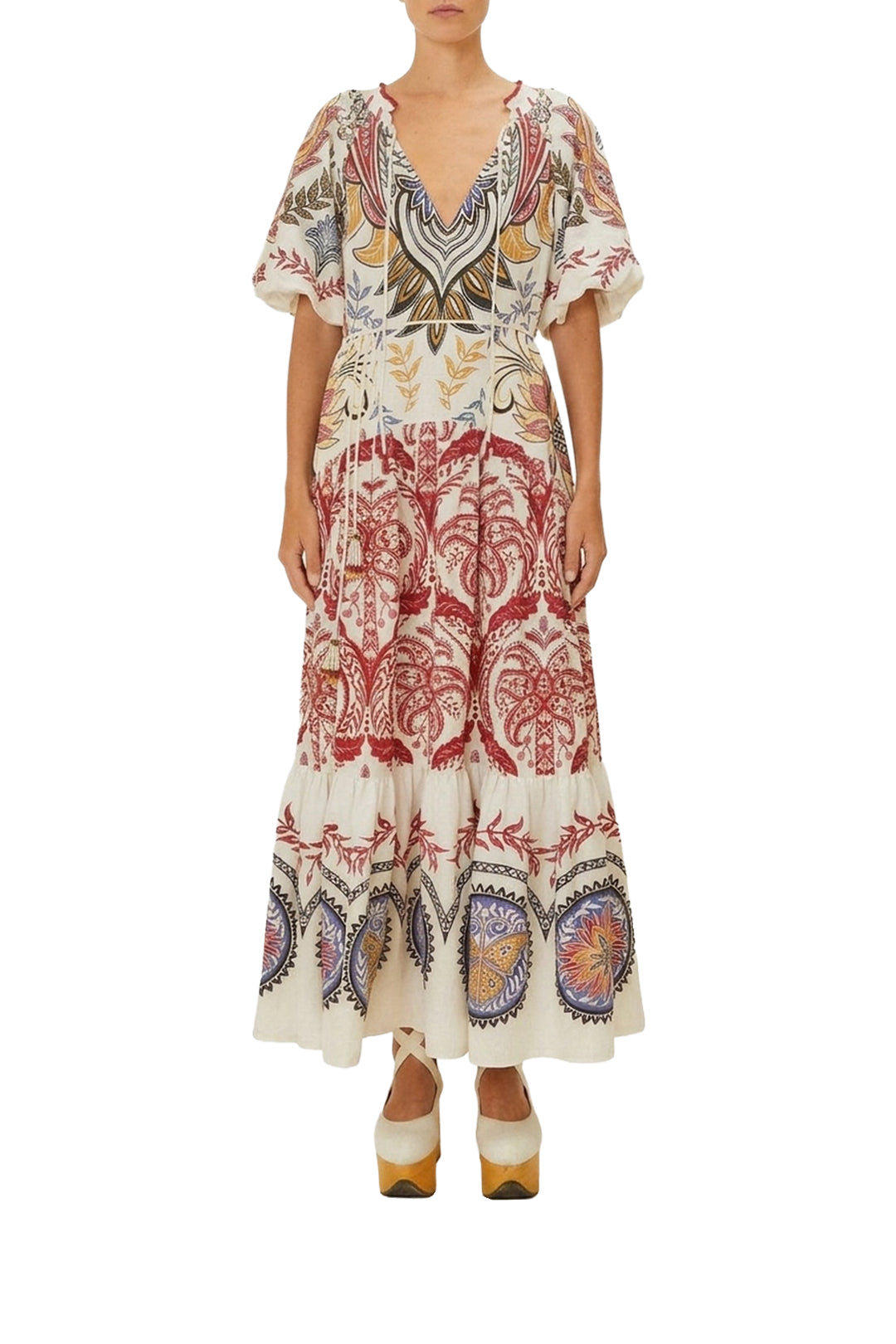 Robe longue Tropical Boho en lin - Multicolore