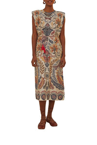 MEDIA OFF LINE_Robe midi Boho Glam en coton - Blanc