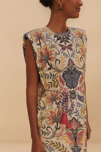 MEDIA OFF LINE_Robe midi Boho Glam en coton - Blanc