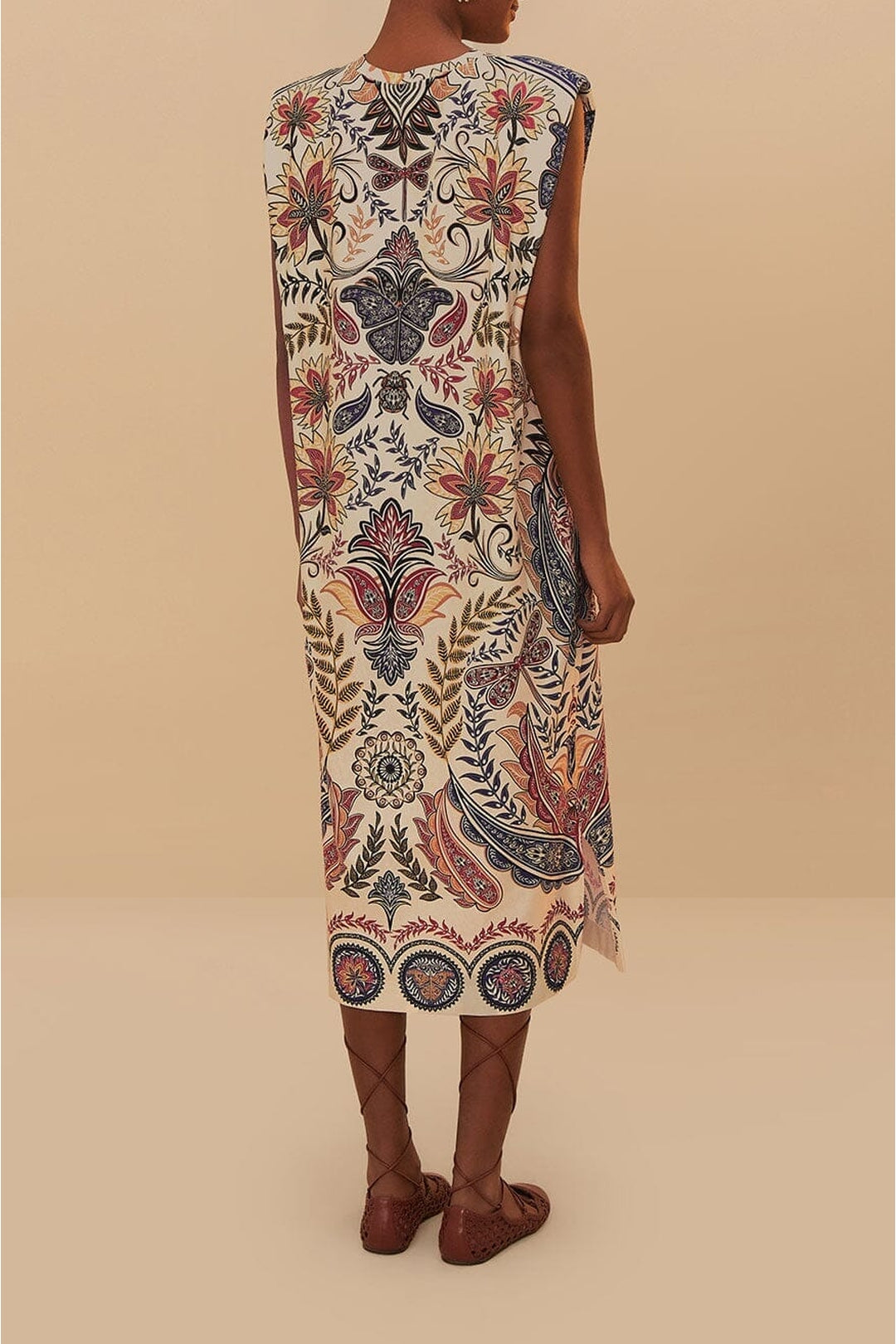 MEDIA OFF LINE_Robe midi Boho Glam en coton - Blanc