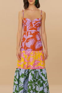 Robe longue Tropical Swing en coton - Multicolore