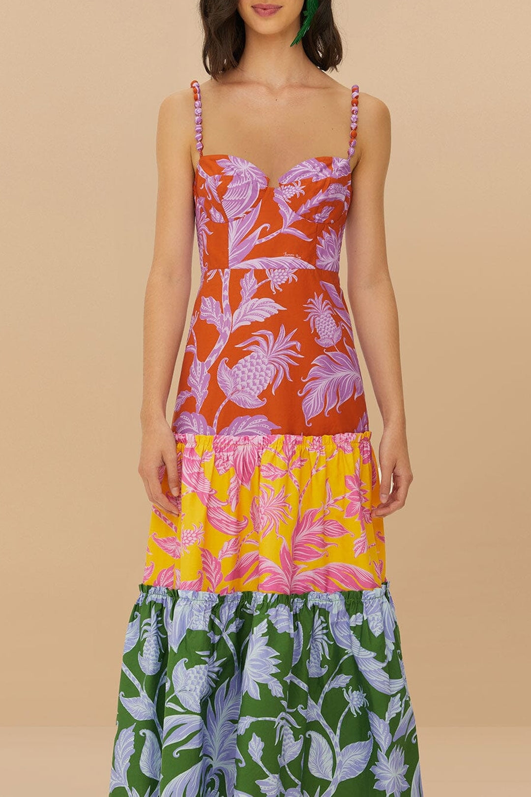 Robe longue Tropical Swing en coton - Multicolore