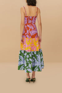 Robe longue Tropical Swing en coton - Multicolore