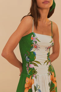 Robe midi Dreamscape en lin - Blanc