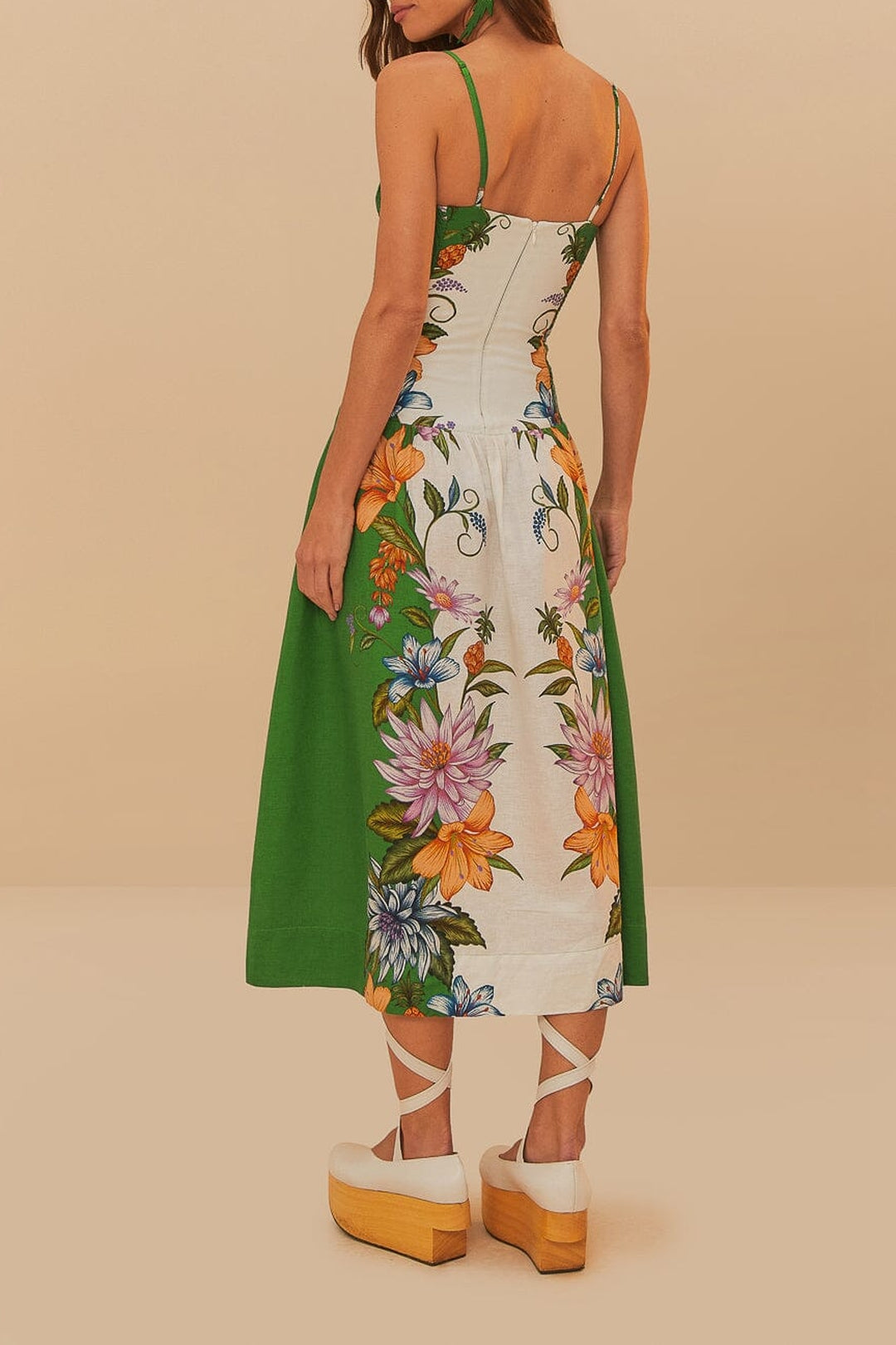 Robe midi Dreamscape en lin - Blanc