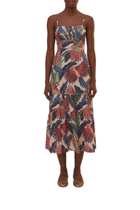 Robe midi Macaw Flight en coton - Bleu
